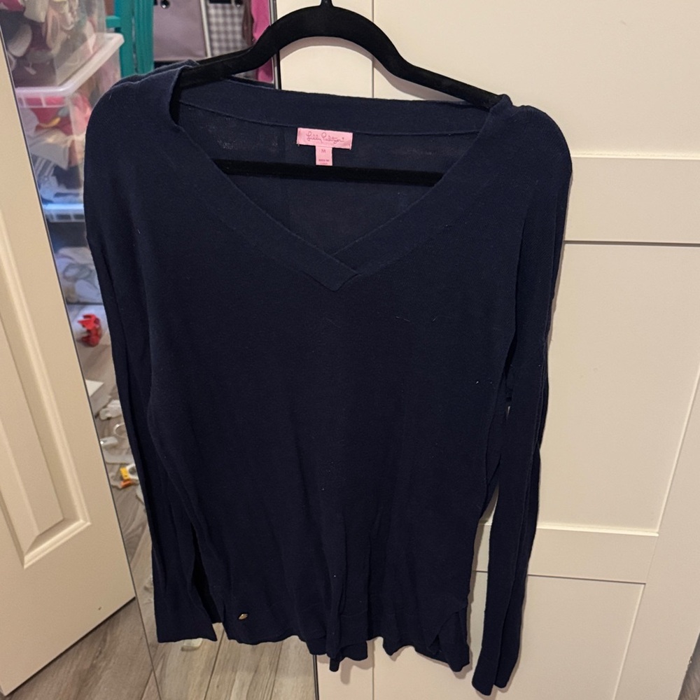 Lilly Pulitzer Deep Blue V-Neck Sweater